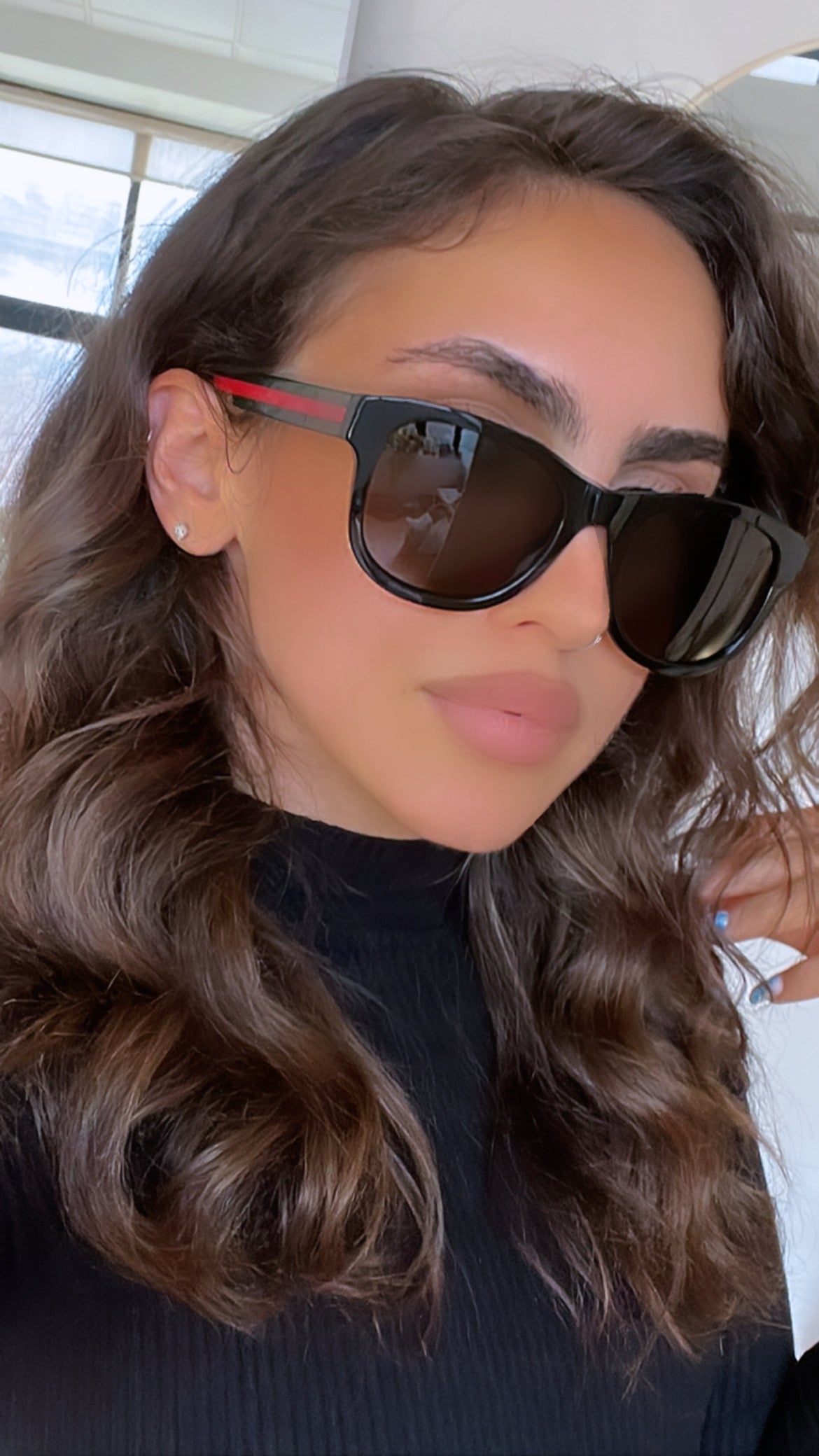 Gucci GG0003SN Polarized Striped Leg Sunglasses