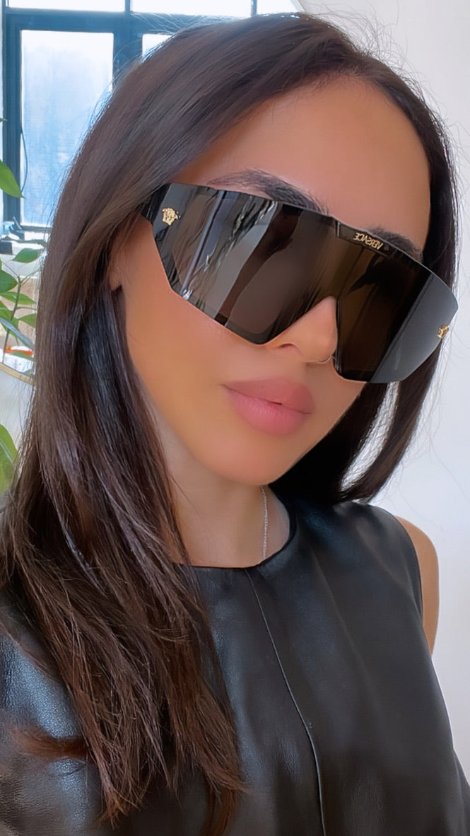 Versace VE4461 2 Lens Shield Sunglasses in Black