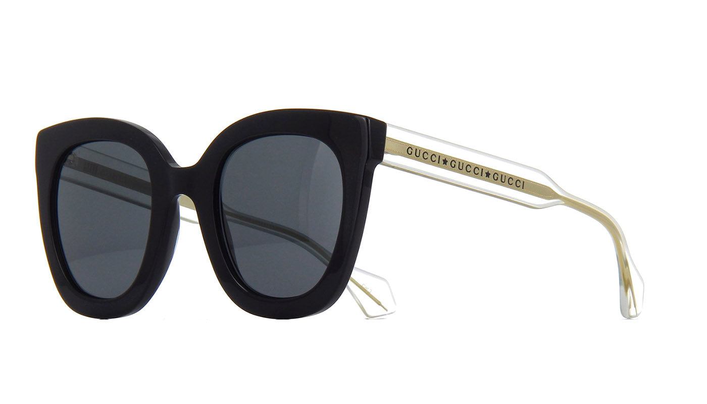 Gucci GG0564S Oversized Rounded Cat Eye Clear Leg Sunglasses