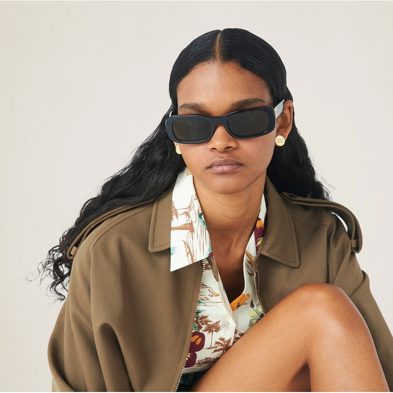 Miu Miu MU08ZS Black Gold Slim Sunglasses