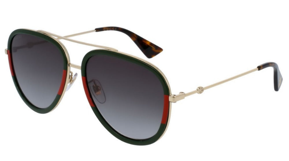 Gucci GG0062S Aviator Sunglasses in Green/Red