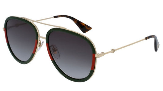 Gucci GG0062S Aviator Sunglasses in Green/Red