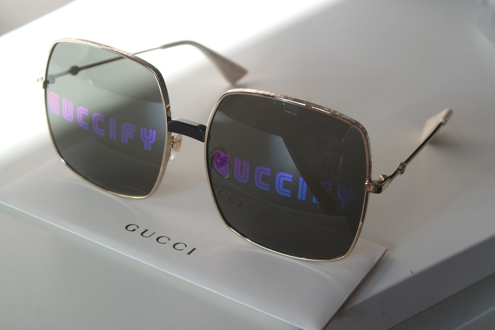 Gucci GG0414S GUCCIFY Mirrored Lens Oversized Sunglasses