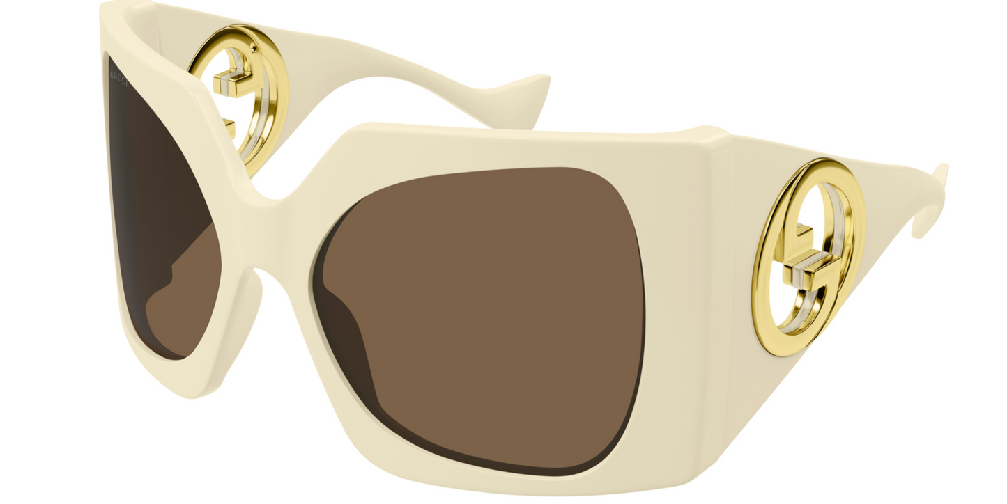 Gucci GG1255S Oversized Mask Ivory Sunglasses