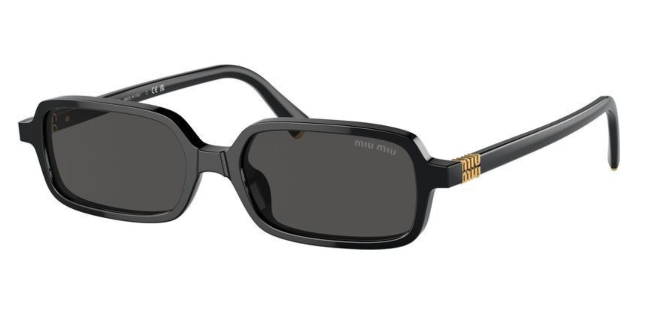 Miu Miu MU11ZSF Black Rectangular Sunglasses