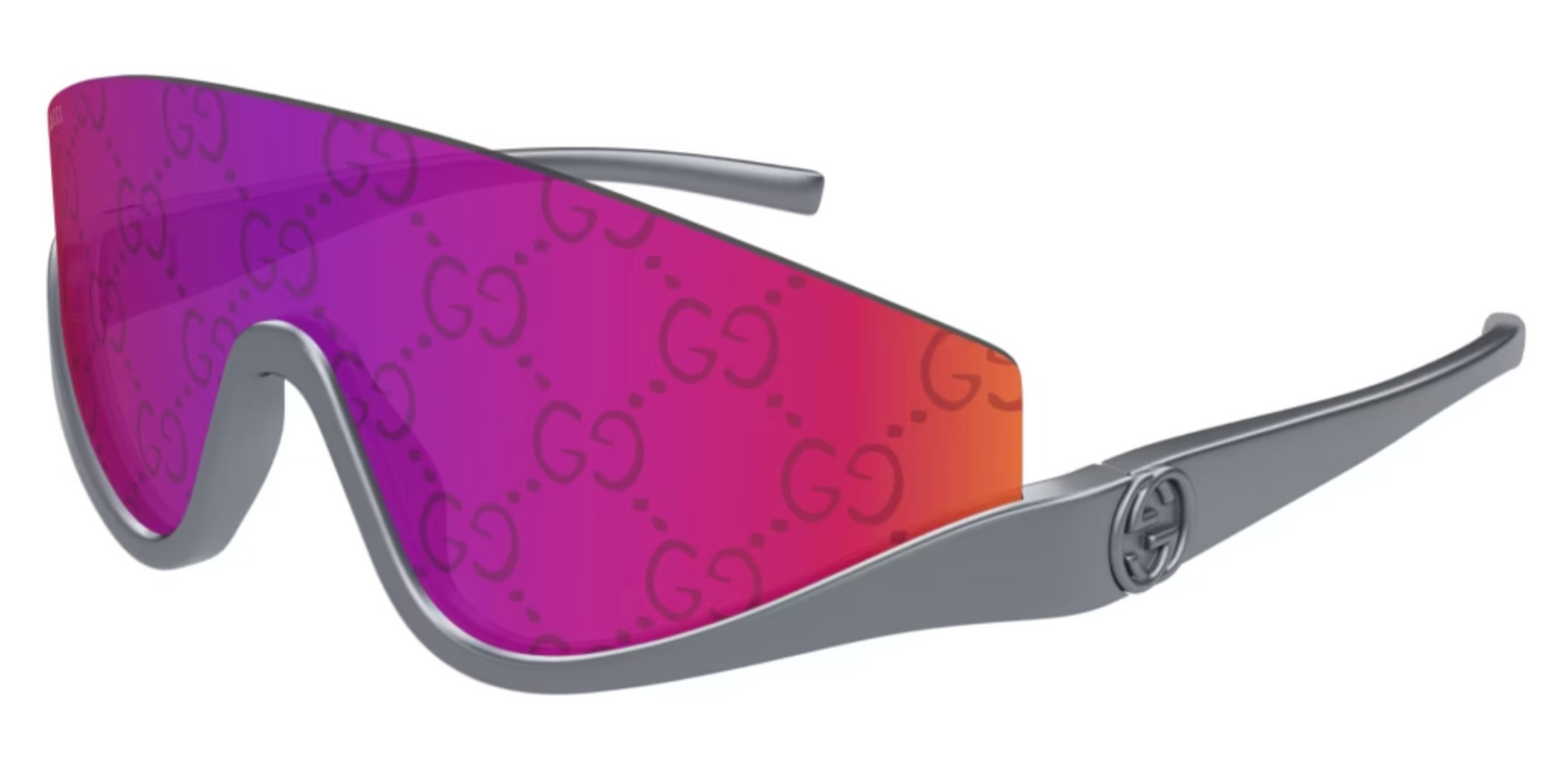 Gucci GG1650S Half Rim Shield Sunglasses in Gunmetal Logo