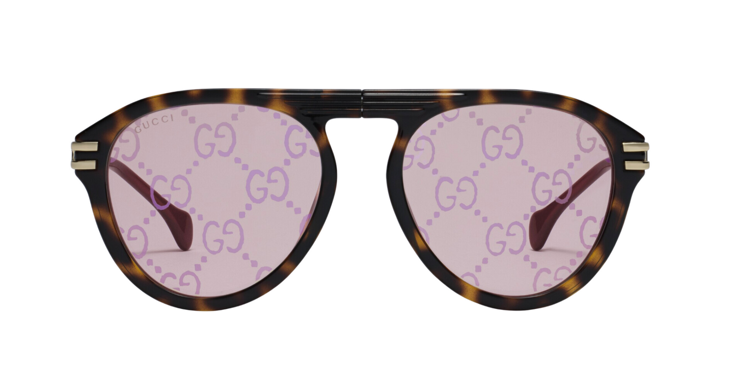 Gucci GG1347S Brown Photochromic Logo Folding Aviator Sunglasses
