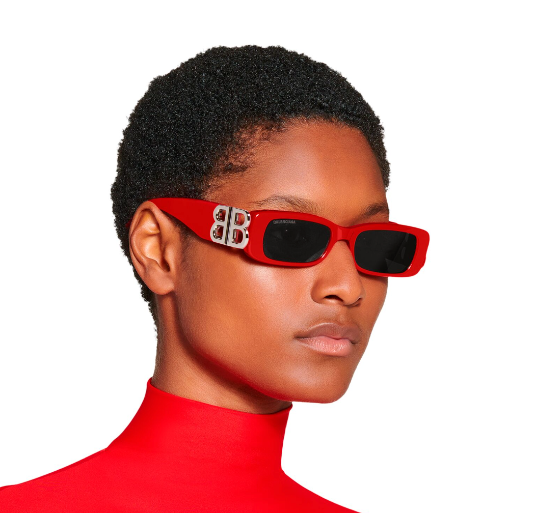 Balenciaga BB0096S Logo Sunglasses in Red Silver