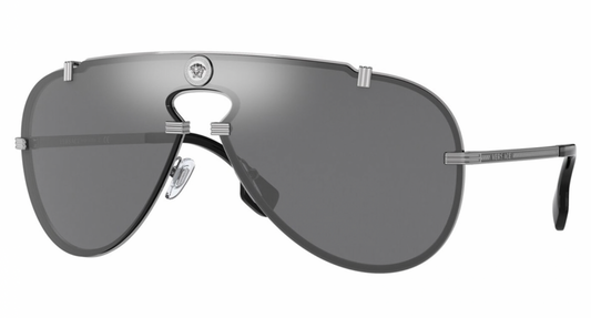 Versace VE2243 Silver Mirror Shielded Aviator Sunglasses