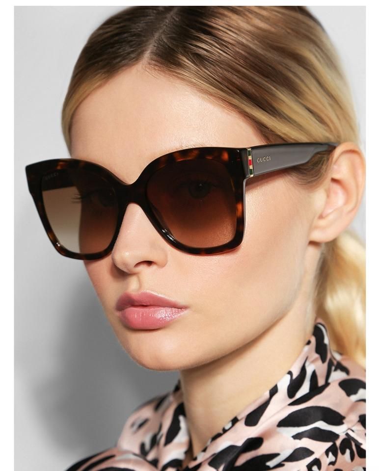 Gucci GG0459S Cat Eye Oversized Havana Brown Sunglasses