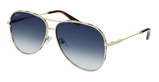 Salvatore Ferragamo SF268S Blue Lens Aviator Sunglasses