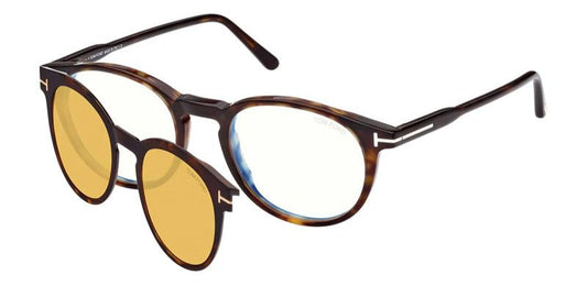 Tom Ford FT5823-H-B Clip On Sunglasses in Havana