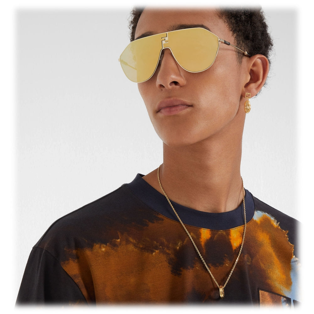 Fendi FE40080U Match Shield Sunglasses in Mirror Gold