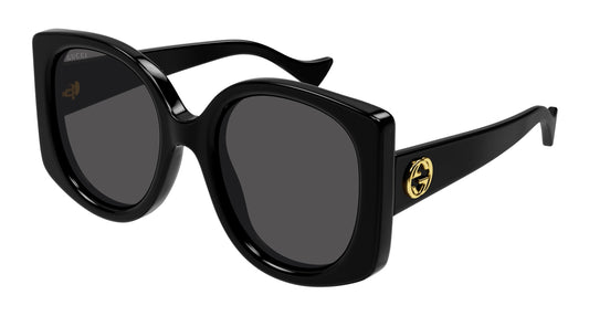 Gucci GG1257S Thick Rim Black Rounded Sunglasses