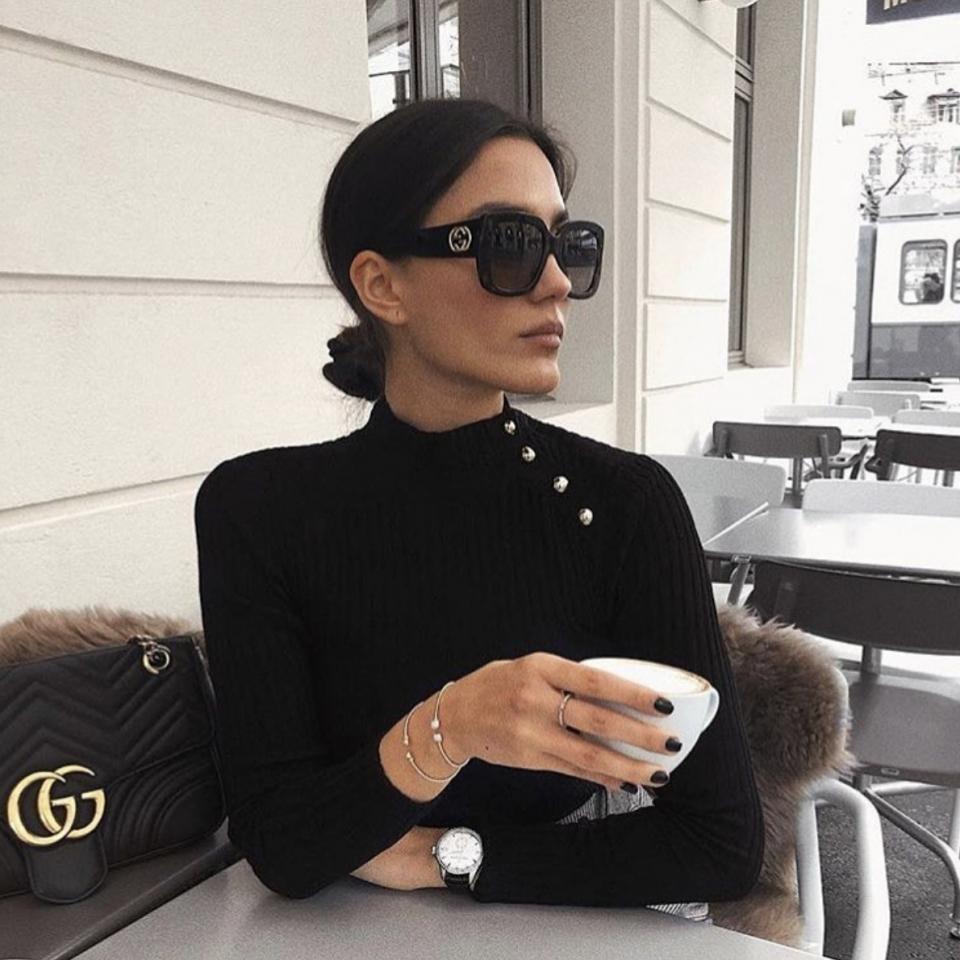 Gucci GG0141SN Square Black Logo Sunglasses