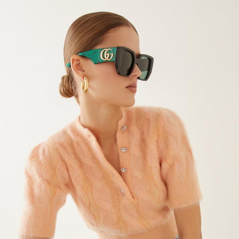 Gucci GG0956S Oversized Sunglasses in Black Green