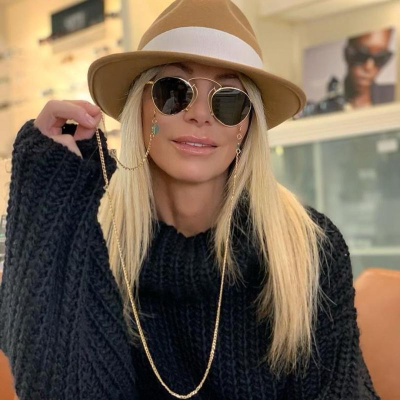 Gucci GG1034S Pince-nez Metal Sunglasses in Gold Chain