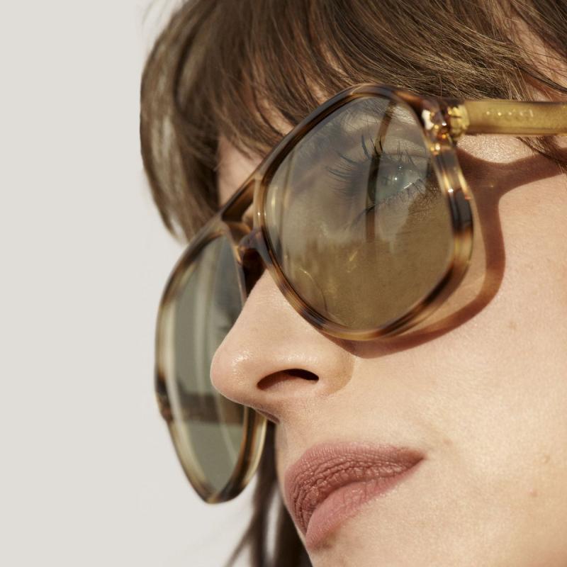 Gucci GG1042S Honey Havana Aviator Sunglasses