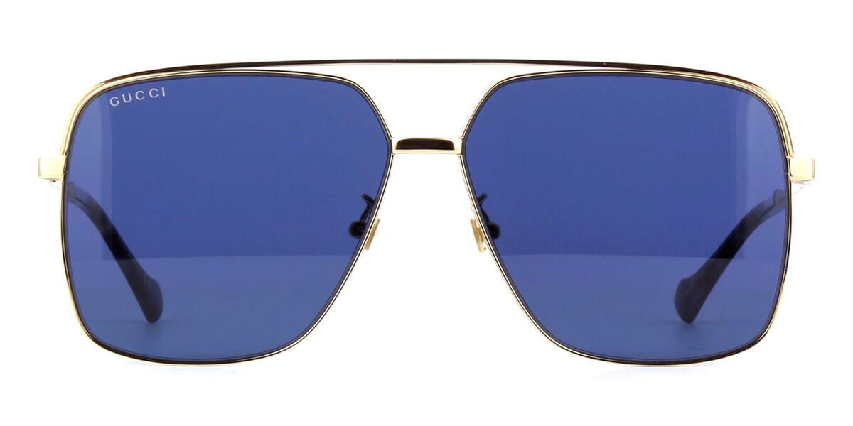 Gucci GG1099SA Navigator Oversized Pilot Sunglasses in Blue Lens