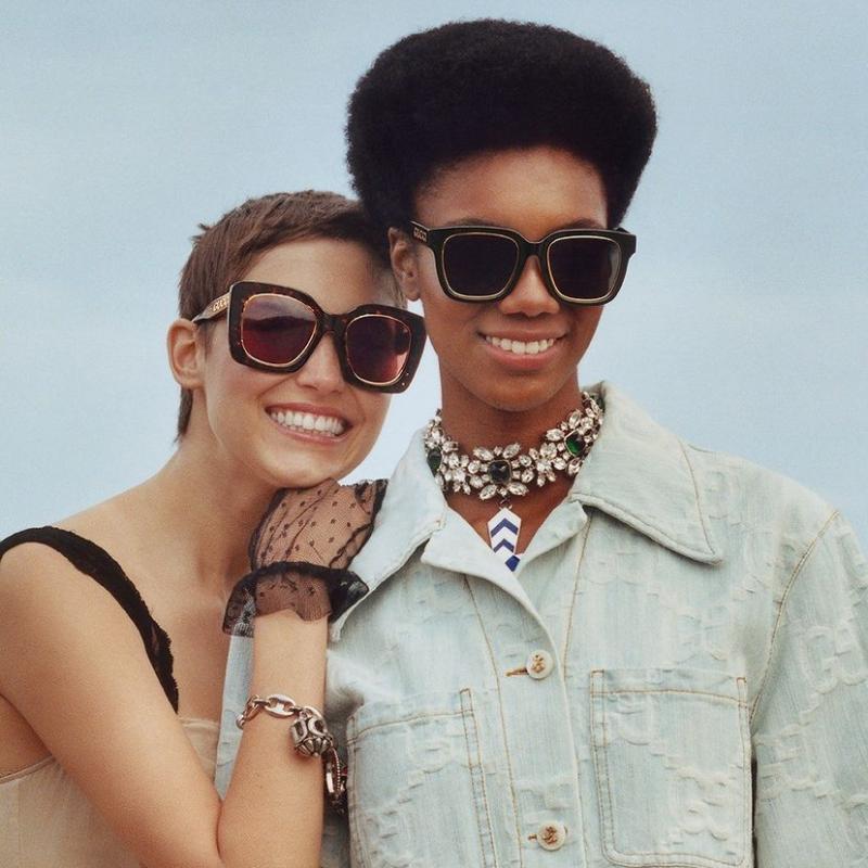 Gucci GG1151S Black Gold Oversized Sunglasses