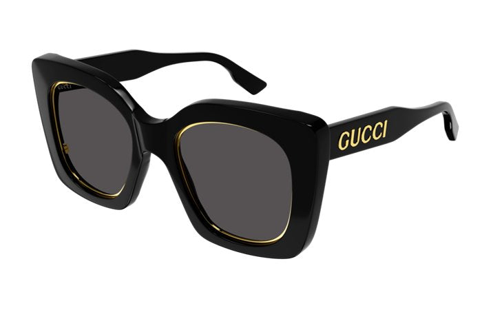 Gucci GG1151S Black Gold Oversized Sunglasses