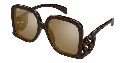 Gucci GG1326S Oversized Square Sunglasses in Havana Brown Mirror
