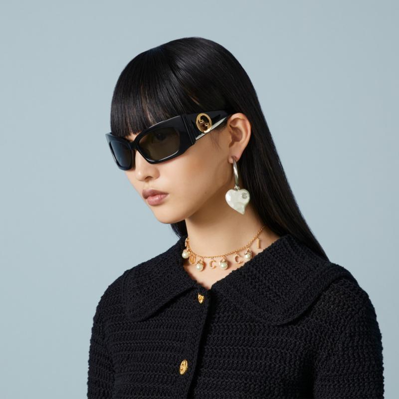 Gucci GG1412S Black Shield Mask Sunglasses
