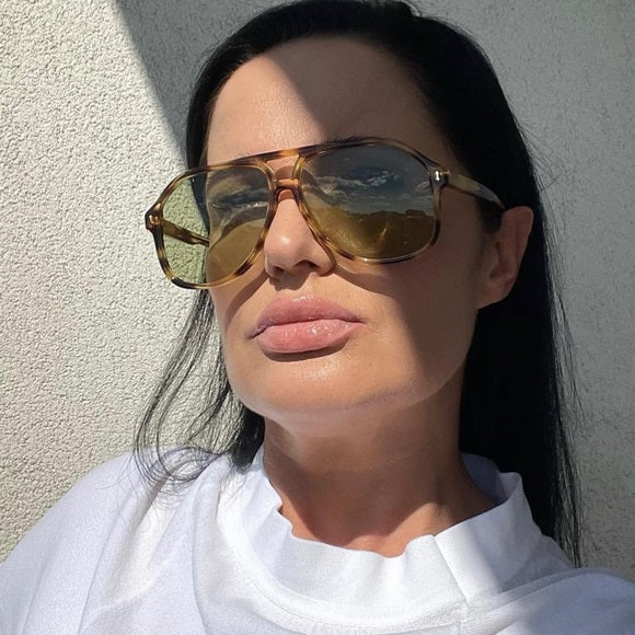 Gucci GG1042S Honey Havana Aviator Sunglasses