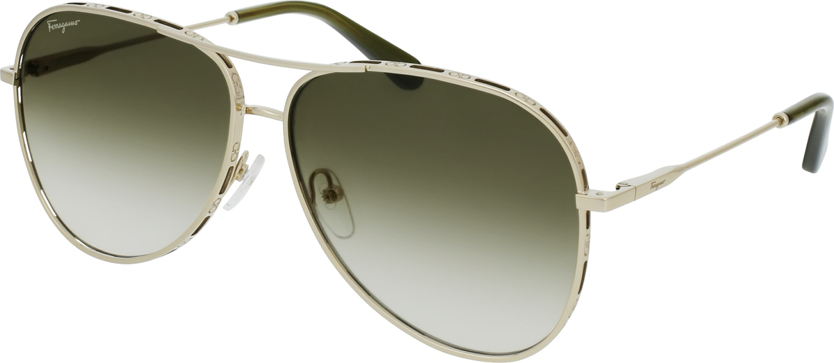 Salvatore Ferragamo SF268S Green Lens Aviator Sunglasses